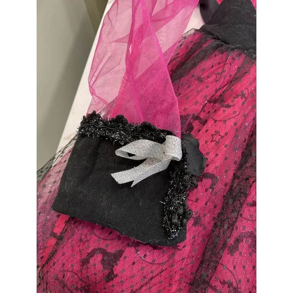 Rubies Pink & Black Witch Costume Girls Medium With Choker Halloween Dress